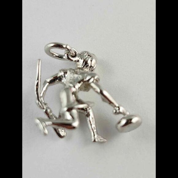 Vintage Woman Curling Charm or Pendant  1/2 inch tall - Picture 2 of 2